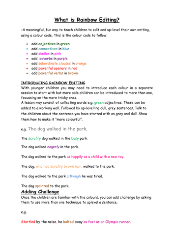 Rainbow Editing-a colour-coded system for editing and uplevelling writing.