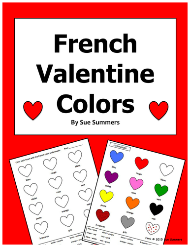 French Valentine Colors Activity Worksheet