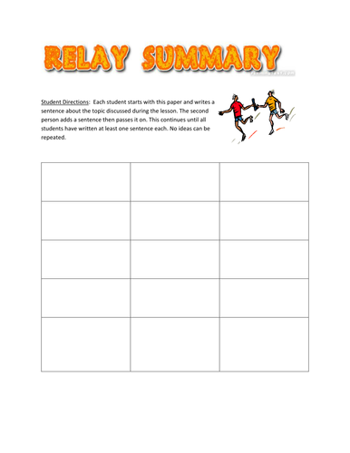 Relay Summary | Teaching Resources