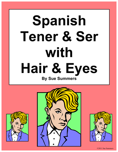 Spanish Verbs Tener, Ser with Hair and Eye Descriptions of Family