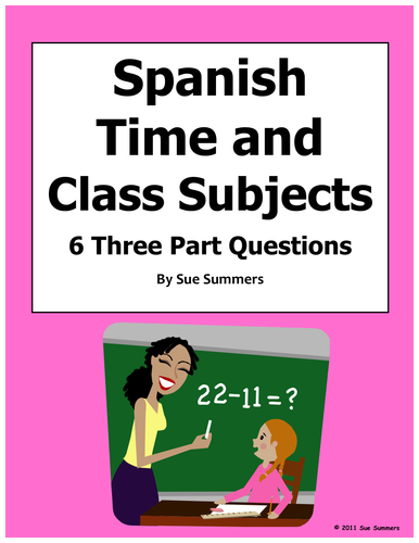 Spanish Time and Class Subjects Responses Worksheet