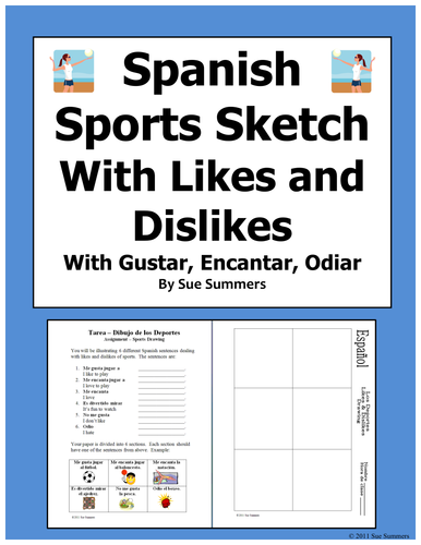 Sports Sketch Likes and Dislikes With Gustar, Encantar, and Odiar