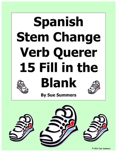 Spanish Stem Change Verb Querer 15 Fill in the Blank
