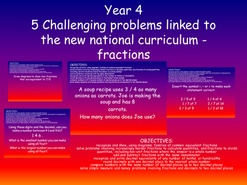YEAR 4 challenging maths problems - new curriculum