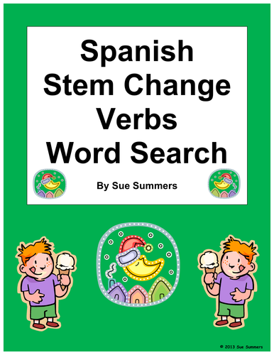 Spanish Stem Change Verbs Word Search Worksheet