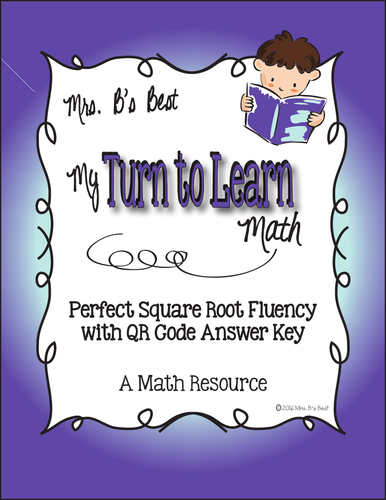 My Turn to Learn QR Cards: Perfect Square Root Fluency