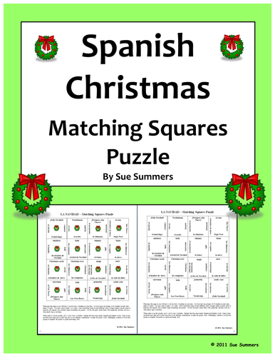 Spanish Christmas Matching Squares / Magic Squares Puzzle - Navidad