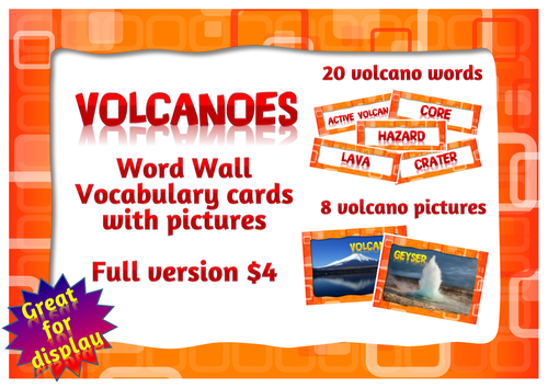 Volcano words and pictures for class display