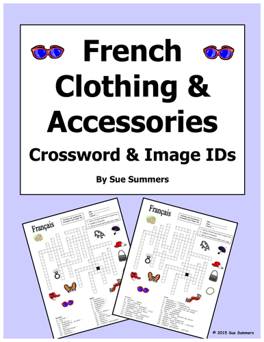 French Clothing and Accessories Crossword Puzzle, and Images