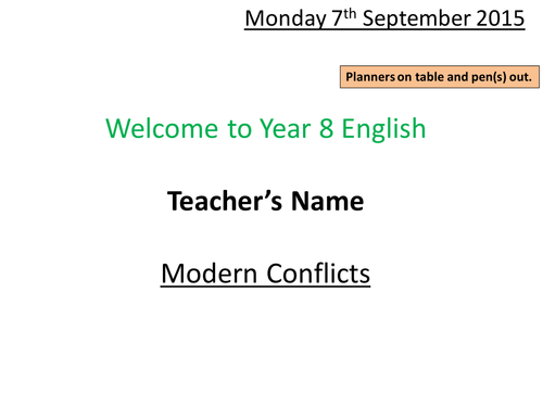 Modern Conflict / My Sister Lives on the Mantlepiece - Year 8 SoW with full lessons