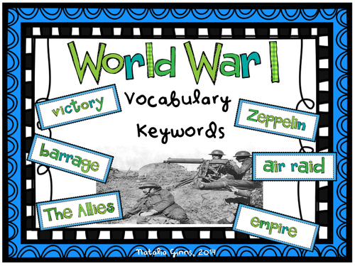 World War One Vocabulary Key Words Cards