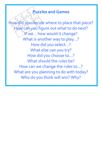 EYFS learning areas Blooms Questions