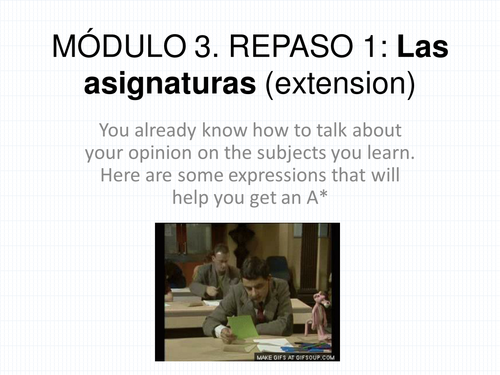 GCSE Edexcel Module 3 Repaso 1 Las asignaturas - extension