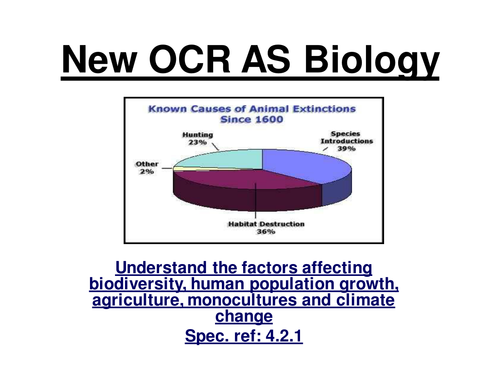 New OCR AS Biology - Factors affecting biodiversity & Conservation ppt
