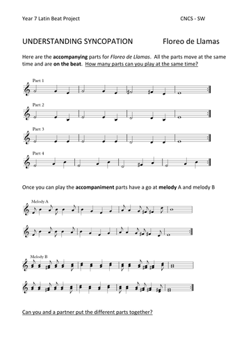 Latin Beat Unit of Work  5 lessons which are easy to follow