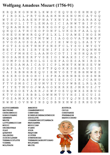 Wolfgang Amadeus Mozart Word Search 