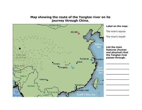 Draw map of the river Yangtze
