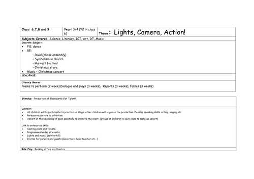 Light Camera action cross curricular project plan lower key stage 2