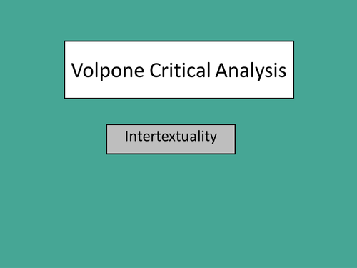 Volpone and Intertextuality (5)