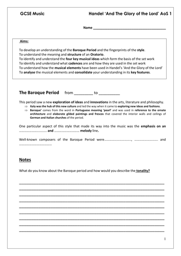 Edexcel GCSE set work Handel student booklet