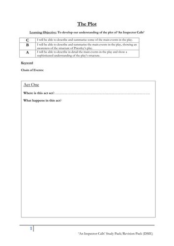 'An Inspector Calls' Resource Work booklet/revision booklet | Teaching