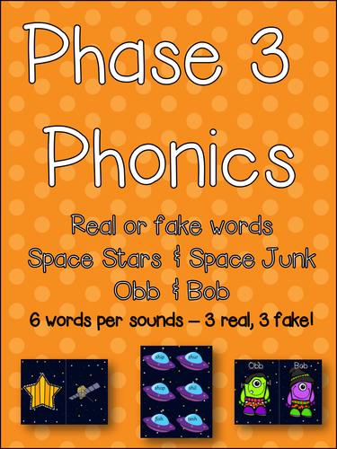 Phase 3 Phonics - Obb & Bob - Real or Fake words - Space Stars & Space Junk - Letters & Sounds!!