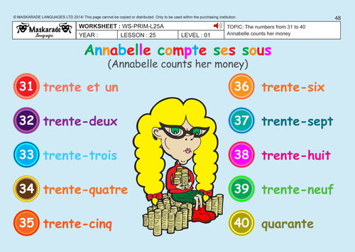 FRENCH – UNIT 6: FRIENDS & ACTIVITIES - Y3-Y4:  Numbers up to 40/ Addition