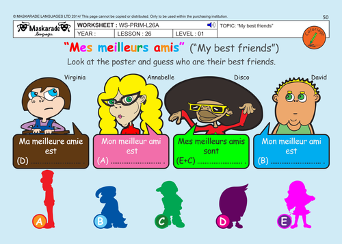 FRENCH - FRIENDS & ACTIVITIES -Y3-Y4: My best friends/ Numbers up to 50/ What's your phone number?