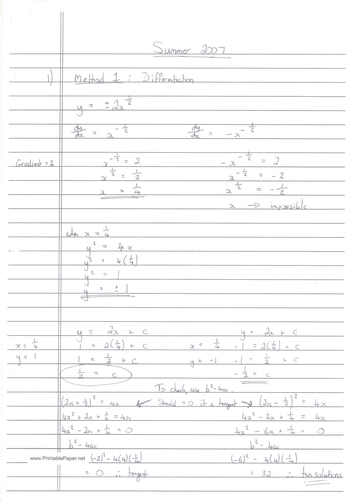 CIE A-Level Maths Pure 1 (P1) Worked Solutions - May/June 2007
