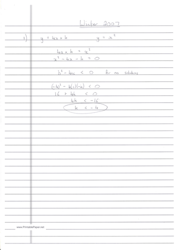 CIE A-Level Maths Pure 1 (P1) Worked Solutions - October/November 2007