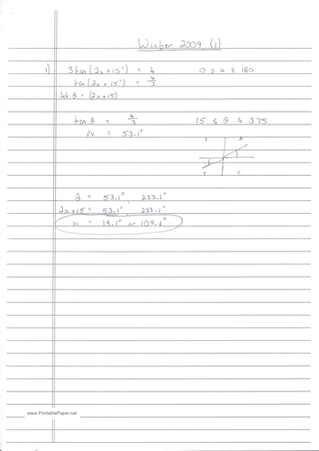 CIE A-Level Maths Pure 1 (P1) Worked Solutions - October/November 2009 (1)
