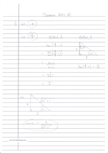 CIE A-Level Maths Pure 1 (P1) Worked Solutions - May/June 2010 (1)