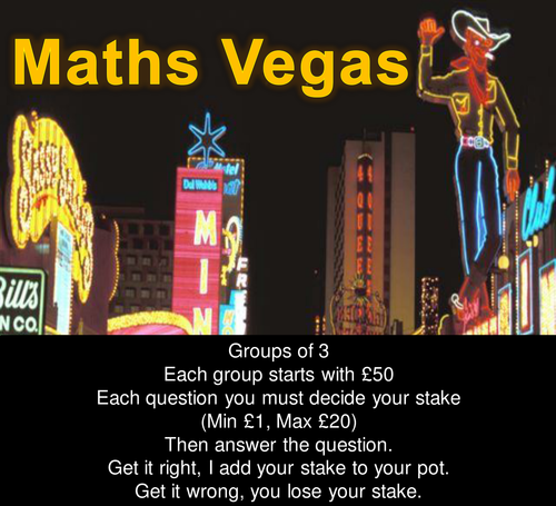 Maths Vegas Revision Game - Samples