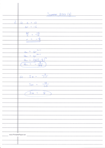 CIE A-Level Maths Pure 1 (P1) Worked Solutions - May/June 2010 (3)