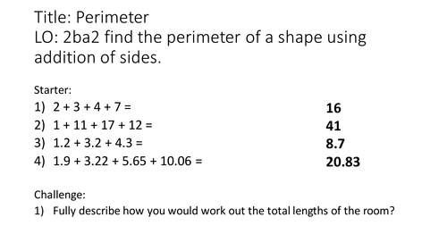 Area and Perimeter Year 7