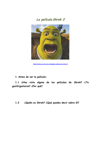 El presente de Subjuntivo en la película Shrek