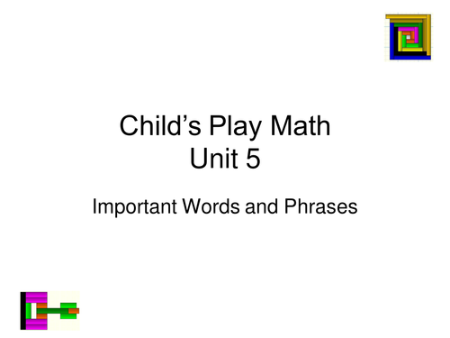 Child's Play Maths: Video Units 5 - 8