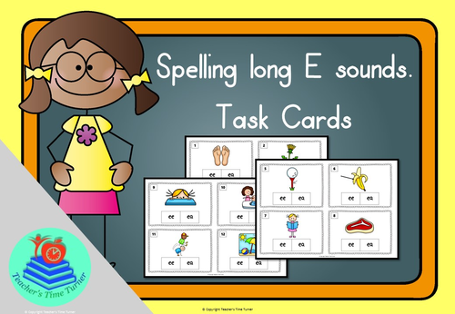 Long E sound task cards. 20 cards to practice ee and ea.