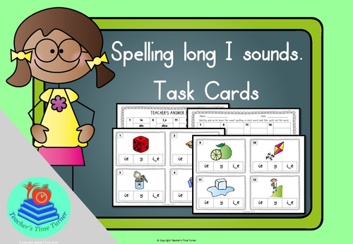 Long I sound task cards. 20 cards to practice ie, y and i_e.