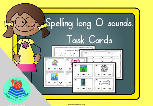 Long O sound task cards. 16 cards to practice oa, ow and o_e.