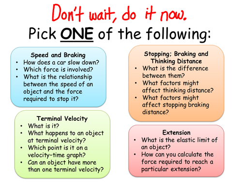 Stopping Distances, Terminal Velocity and Elasticity