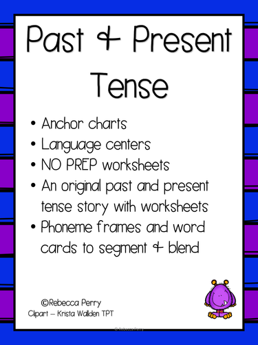 Past & Present Tense - English / Literacy Activities - NO PREP - Resources & Worksheets!
