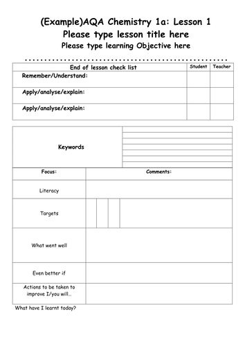 Lesson cover- assessment