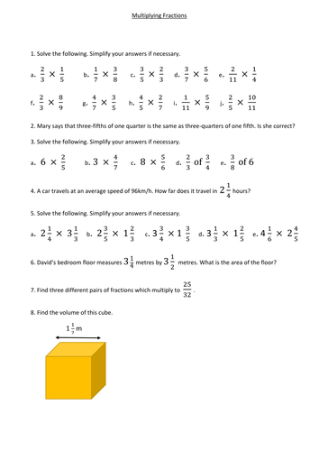 Multiplying Fractions -  Differentiated and Functional
