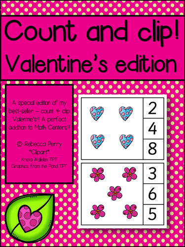 Valentine's - Number Recognition - Count and Clip - Counting & Fine Motor Skills