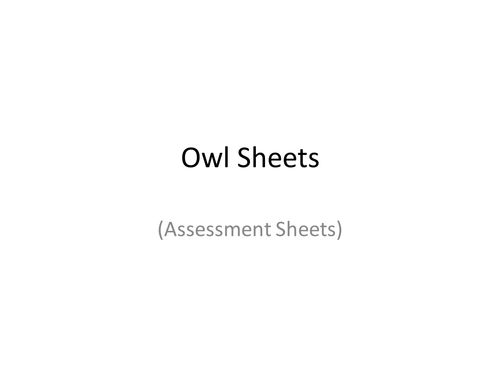 Assessment Sheets