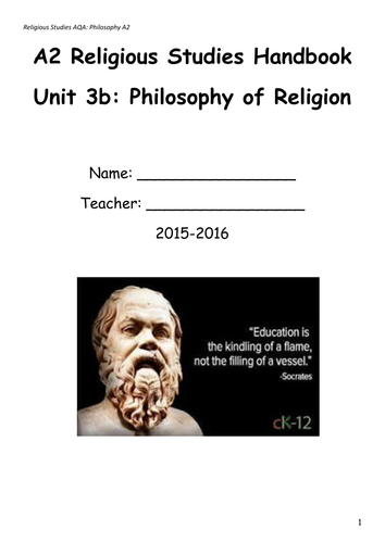AQA A2 Philosophy of Religion Handbook