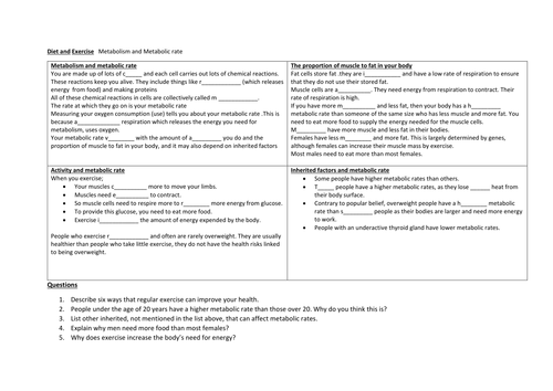 metabolism and metabolic rate 