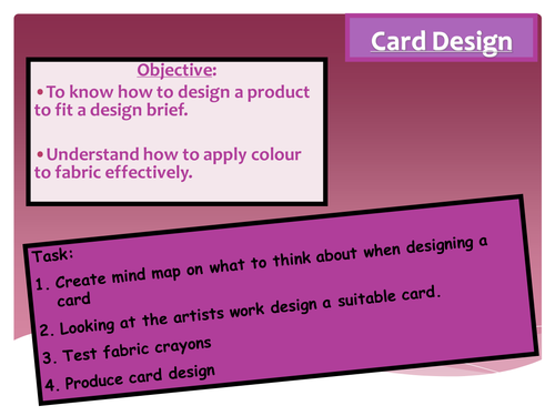 Textiles Greeting card using fabric crayoning 