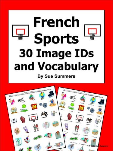 French Sports 30 Vocabulary Image IDs Worksheet 